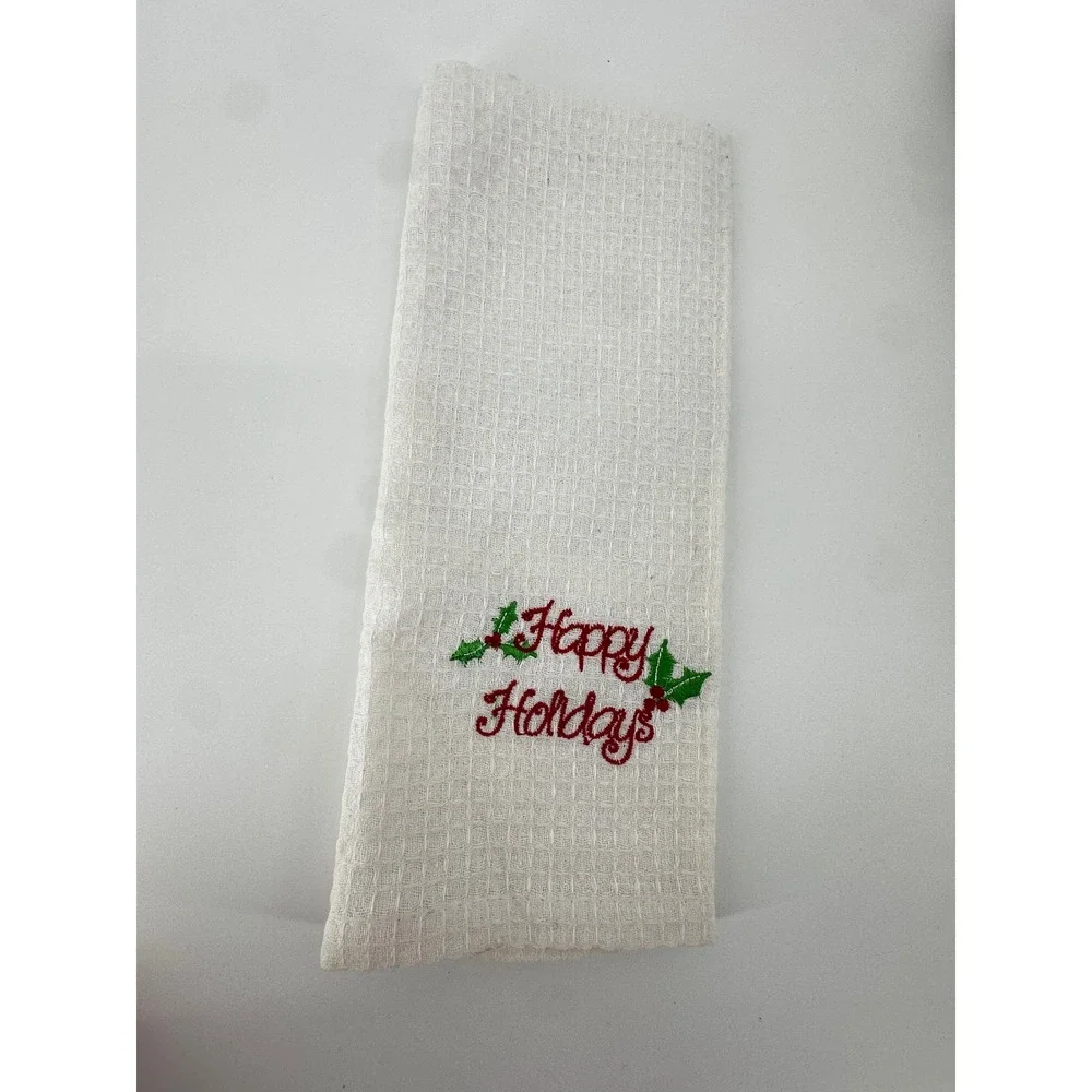Vintage Christmas Stockings Quilted Red Green Wreath Towel Pot Holder Bundle 4pc